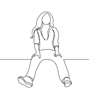 line drawing of woman sitting